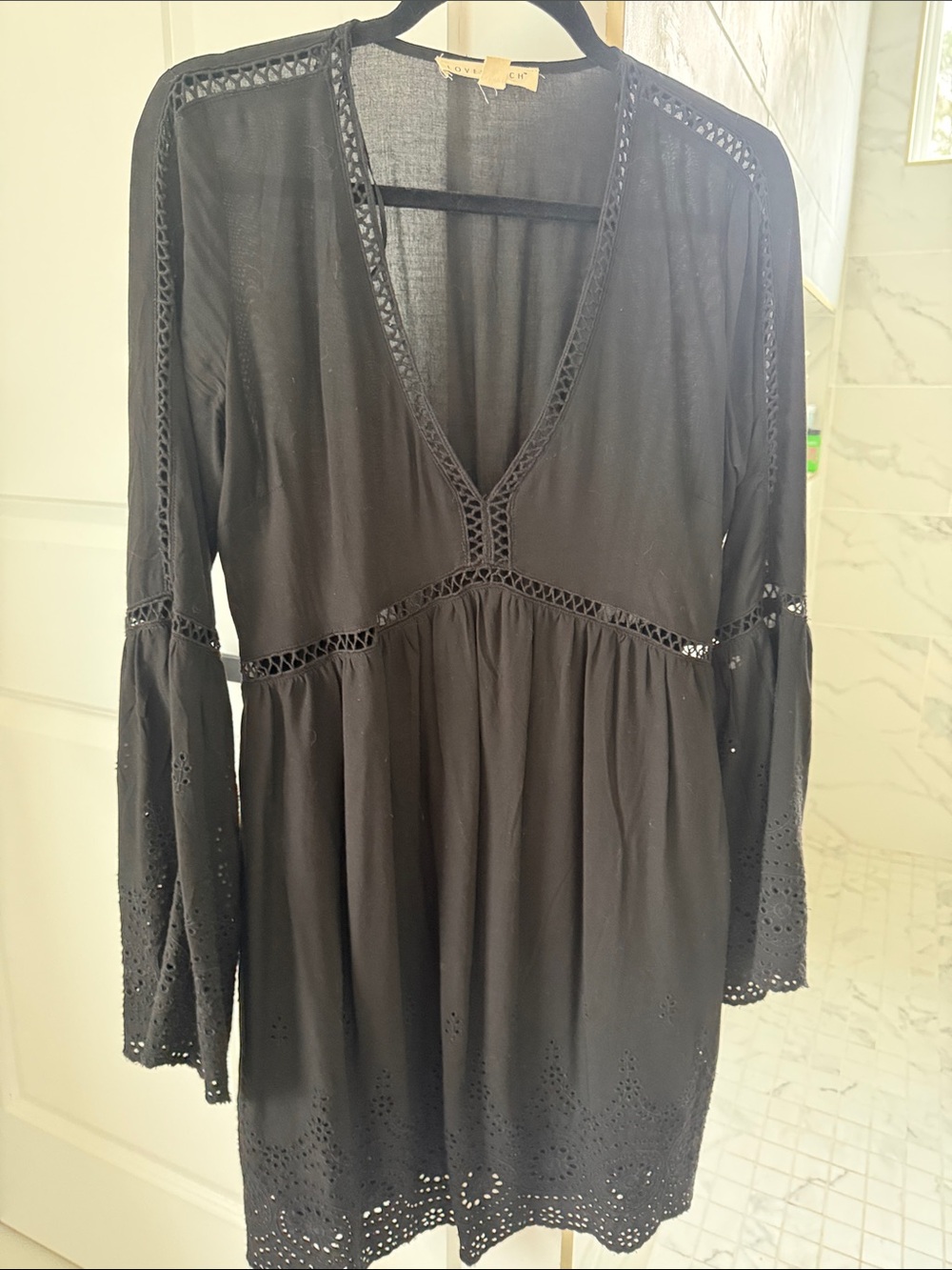 Loveststitch Black Crochet-Trim Dress- Women